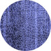 Round Machine Washable Abstract Blue Modern Rug, wshabs4562blu