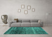 Machine Washable Abstract Turquoise Modern Area Rugs in a Living Room,, wshabs4562turq