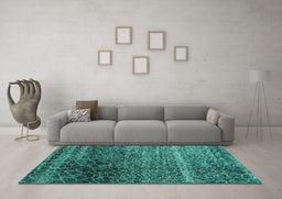 Machine Washable Abstract Turquoise Modern Area Rugs in a Living Room,, wshabs4562turq