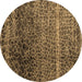 Round Abstract Brown Modern Rug, abs4562brn