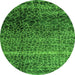 Round Machine Washable Abstract Green Modern Area Rugs, wshabs4562grn