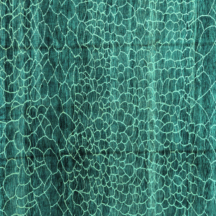 Square Machine Washable Abstract Turquoise Modern Area Rugs, wshabs4562turq