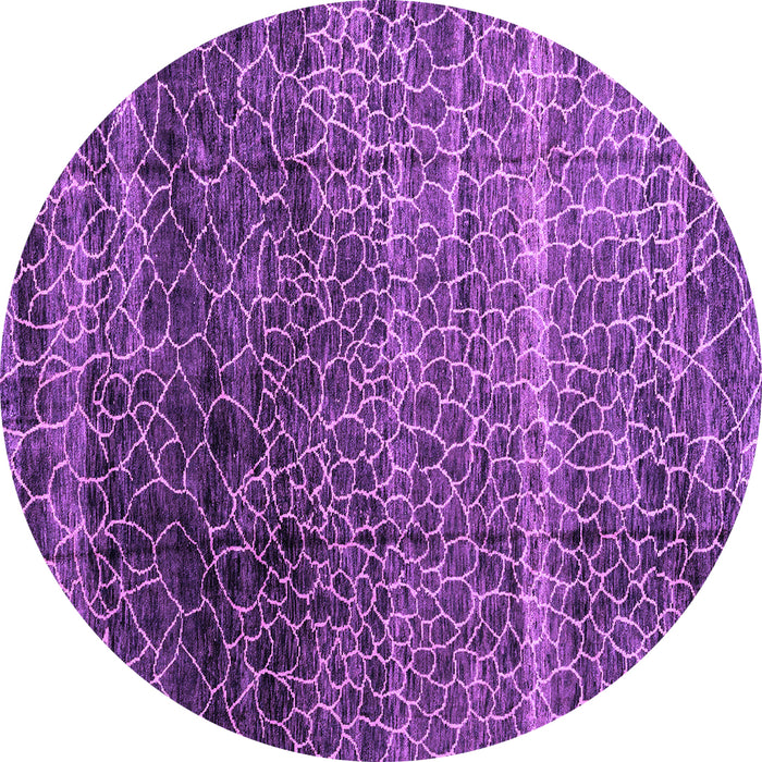 Round Machine Washable Abstract Purple Modern Area Rugs, wshabs4562pur