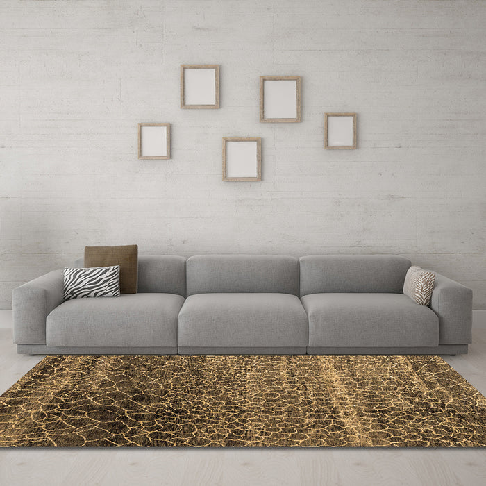 Machine Washable Abstract Brown Modern Rug in a Living Room,, wshabs4562brn
