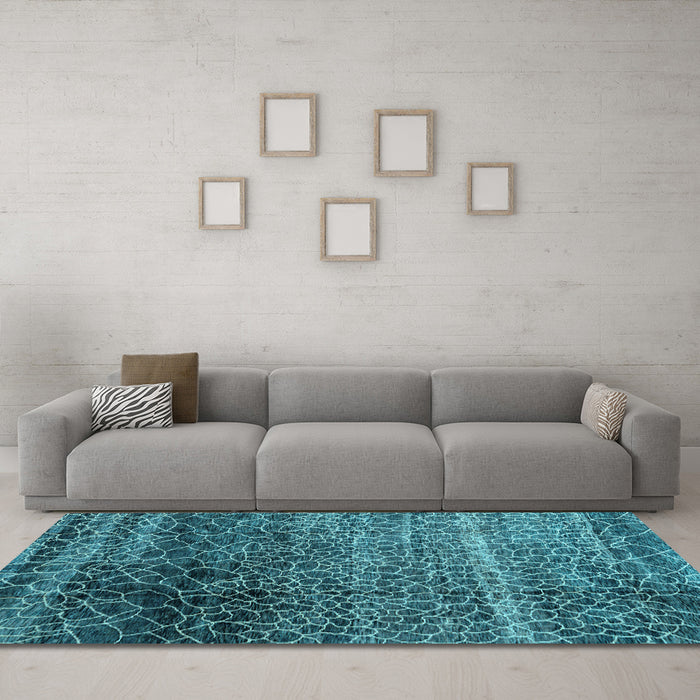 Machine Washable Abstract Light Blue Modern Rug in a Living Room, wshabs4562lblu