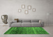 Machine Washable Abstract Green Modern Area Rugs in a Living Room,, wshabs4562grn