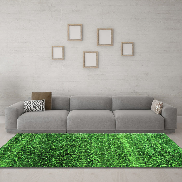 Machine Washable Abstract Green Modern Area Rugs in a Living Room,, wshabs4562grn