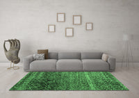 Machine Washable Abstract Emerald Green Modern Rug, wshabs4562emgrn