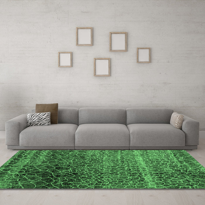 Machine Washable Abstract Emerald Green Modern Area Rugs in a Living Room,, wshabs4562emgrn