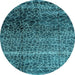 Round Machine Washable Abstract Light Blue Modern Rug, wshabs4562lblu