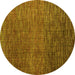 Round Machine Washable Abstract Yellow Modern Rug, wshabs4563yw