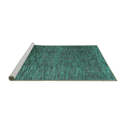Sideview of Machine Washable Abstract Turquoise Modern Area Rugs, wshabs4563turq