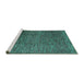 Sideview of Machine Washable Abstract Turquoise Modern Area Rugs, wshabs4563turq