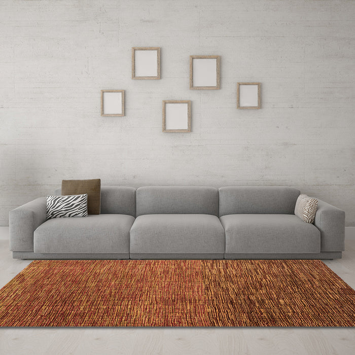 Machine Washable Abstract Orange Modern Area Rugs in a Living Room, wshabs4563org