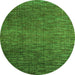 Round Machine Washable Abstract Green Modern Area Rugs, wshabs4563grn