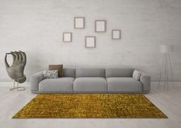 Machine Washable Abstract Yellow Modern Rug in a Living Room, wshabs4563yw