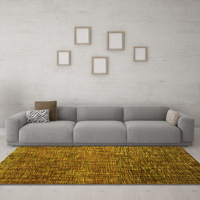 Machine Washable Abstract Yellow Modern Rug in a Living Room, wshabs4563yw