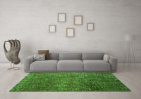 Machine Washable Abstract Green Modern Rug, wshabs4563grn