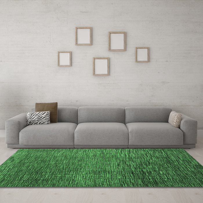 Machine Washable Abstract Emerald Green Modern Area Rugs in a Living Room,, wshabs4563emgrn