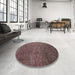 Round Machine Washable Abstract Vermilion Red Rug in a Office, wshabs4563