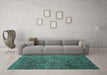 Machine Washable Abstract Turquoise Modern Area Rugs in a Living Room,, wshabs4563turq