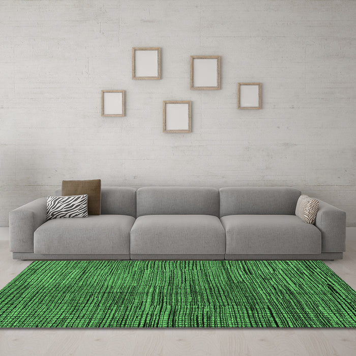 Machine Washable Abstract Emerald Green Modern Area Rugs in a Living Room,, wshabs4564emgrn