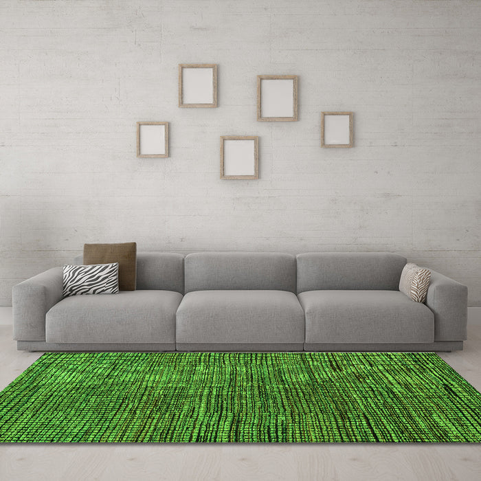 Machine Washable Abstract Green Modern Area Rugs in a Living Room,, wshabs4564grn