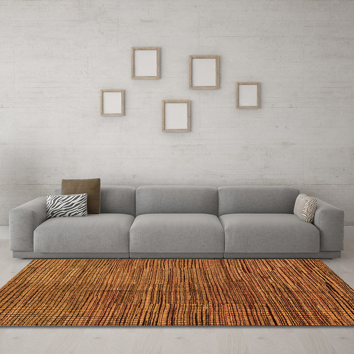 Machine Washable Abstract Orange Modern Area Rugs in a Living Room, wshabs4564org
