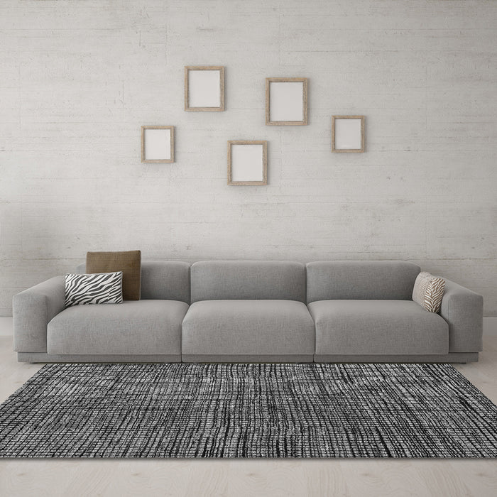 Machine Washable Abstract Gray Modern Rug in a Living Room,, wshabs4564gry