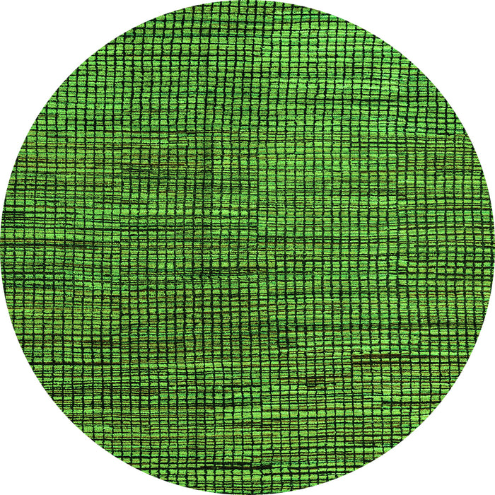 Round Machine Washable Abstract Green Modern Area Rugs, wshabs4564grn