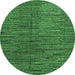 Round Abstract Emerald Green Modern Rug, abs4564emgrn