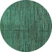 Round Machine Washable Abstract Turquoise Modern Area Rugs, wshabs4564turq