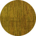 Round Abstract Yellow Modern Rug, abs4564yw