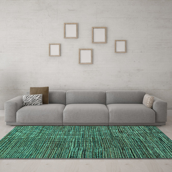 Machine Washable Abstract Turquoise Modern Area Rugs in a Living Room,, wshabs4564turq