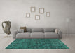 Machine Washable Abstract Turquoise Modern Area Rugs in a Living Room,, wshabs4565turq