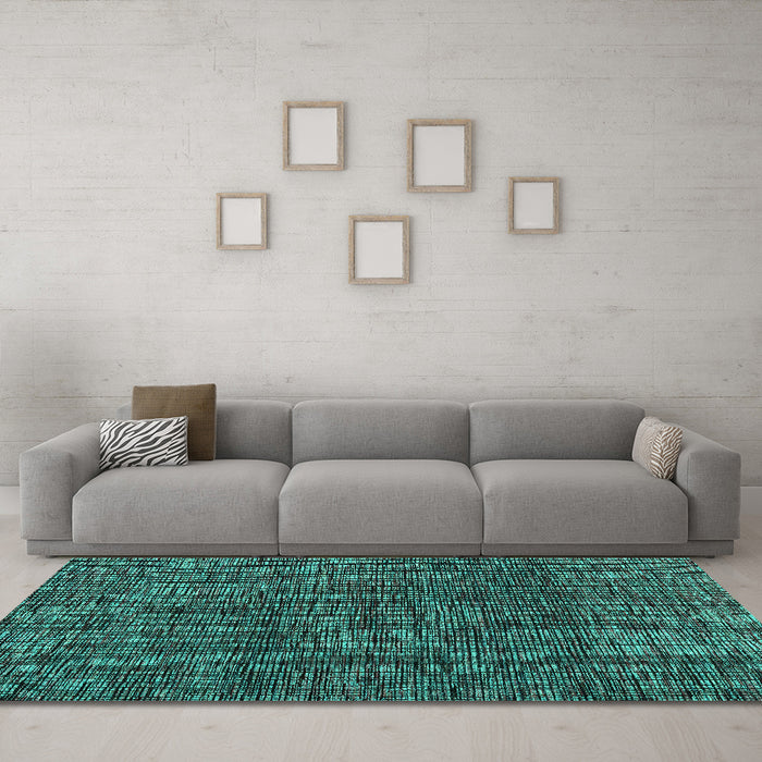 Machine Washable Abstract Turquoise Modern Area Rugs in a Living Room,, wshabs4565turq
