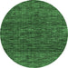 Round Machine Washable Abstract Emerald Green Modern Area Rugs, wshabs4565emgrn