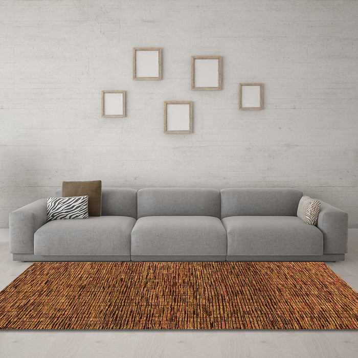 Machine Washable Abstract Orange Modern Area Rugs in a Living Room, wshabs4565org