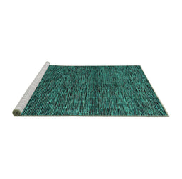 Sideview of Machine Washable Abstract Turquoise Modern Area Rugs, wshabs4565turq