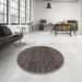 Round Abstract Pink Modern Rug in a Office, abs4565