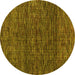 Round Machine Washable Abstract Yellow Modern Rug, wshabs4565yw