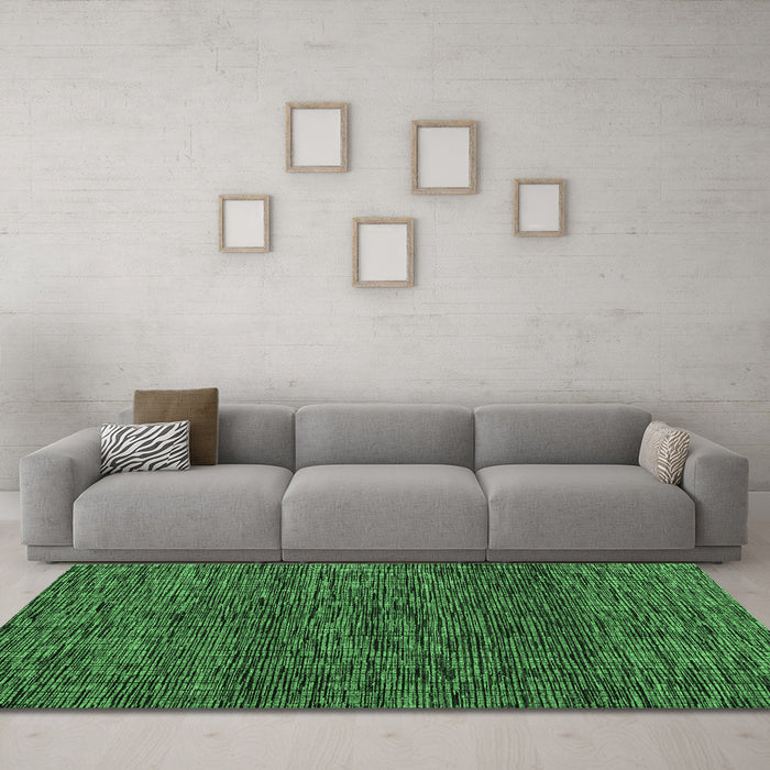 Machine Washable Abstract Emerald Green Modern Area Rugs in a Living Room,, wshabs4565emgrn