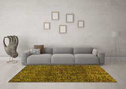Machine Washable Abstract Yellow Modern Rug in a Living Room, wshabs4565yw