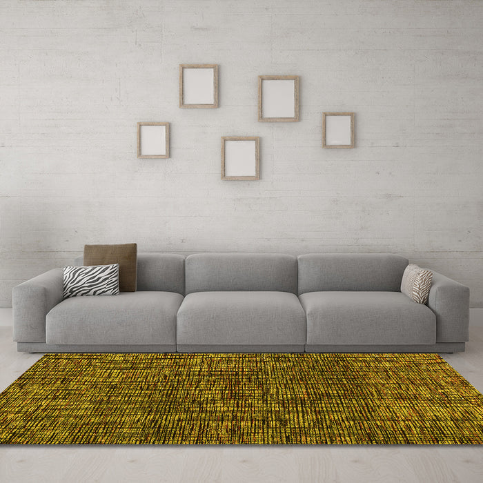 Machine Washable Abstract Yellow Modern Rug in a Living Room, wshabs4565yw