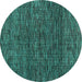 Round Abstract Turquoise Modern Rug, abs4565turq