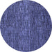 Round Abstract Blue Modern Rug, abs4566blu