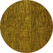 Round Abstract Yellow Modern Rug, abs4566yw