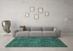 Machine Washable Abstract Turquoise Modern Area Rugs in a Living Room,, wshabs4566turq