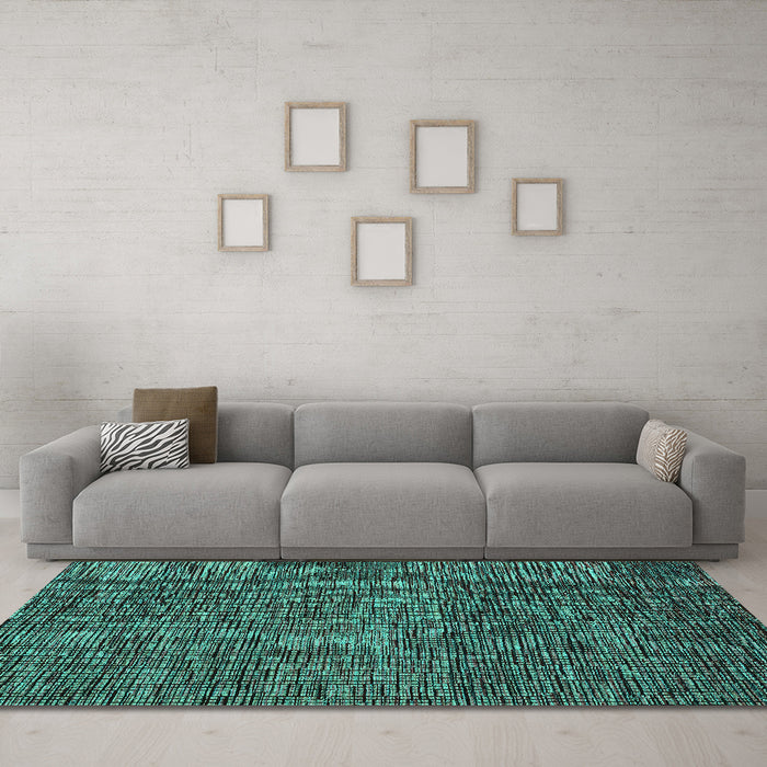 Machine Washable Abstract Turquoise Modern Area Rugs in a Living Room,, wshabs4566turq