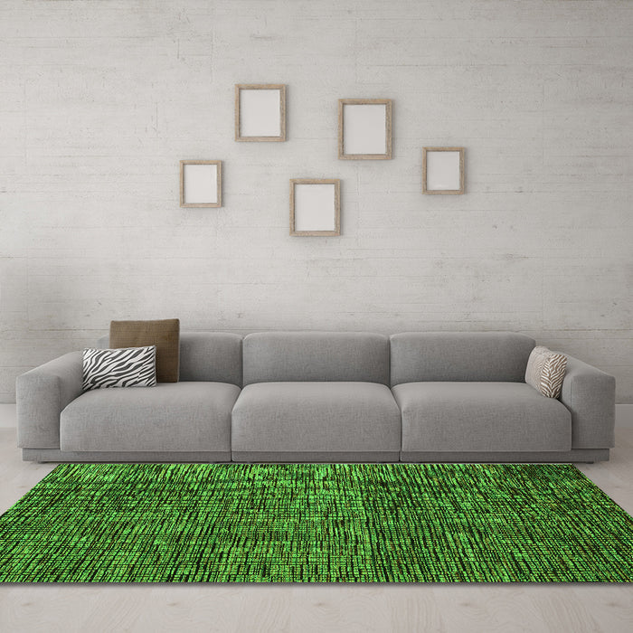 Machine Washable Abstract Green Modern Area Rugs in a Living Room,, wshabs4566grn